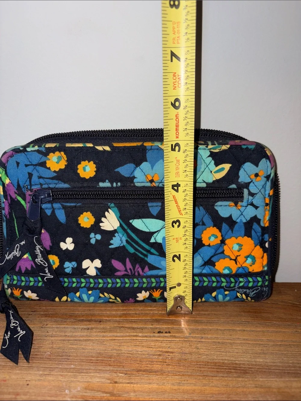 Vera Bradley Black Floral Zip Wallet with Blue & Orange Accents - Picture 8 of 8